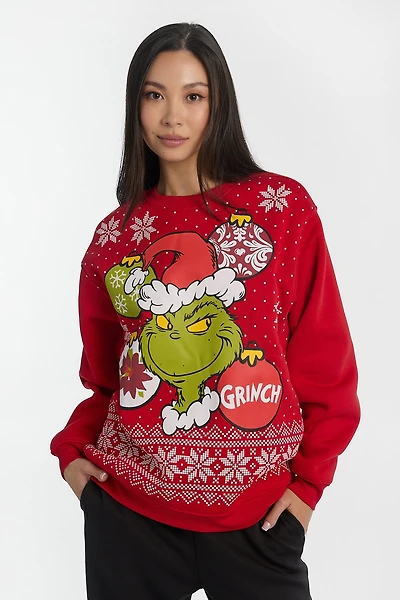 The Grinch Ornaments Graphic Crew Neck Sweatshirt