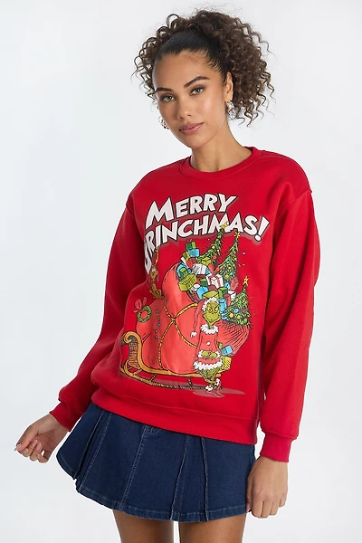 Merry Grinchmas Graphic Crew Neck Sweatshirt
