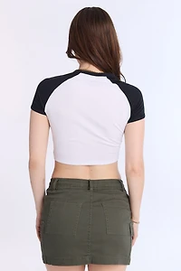 AERO Ribbed Knit Graphic Raglan Sleeve Baby Tee