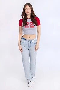 AERO Ribbed Knit Graphic Raglan Sleeve Baby Tee