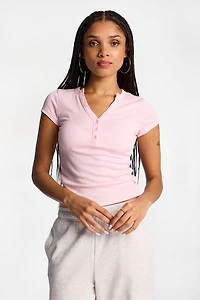 AERO Ribbed Knit Henley Top