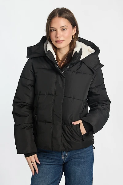 AERO Faux-Fur Lined Midi Hooded Puffer Jacket