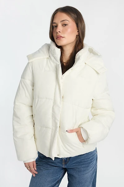 AERO Faux-Fur Lined Midi Hooded Puffer Jacket