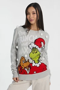 Chandail ras du cou Le Grincheux et Max pompom
