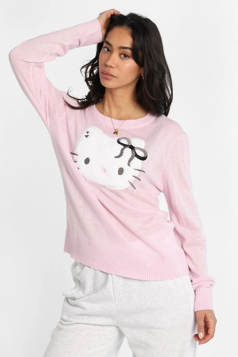 Hello Kitty Bow Graphic Crew Neck Sweater