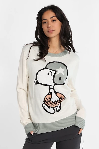Peanuts Snoopy Sports Graphic Crew Neck Sweater