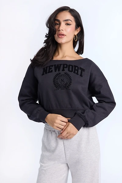 AERO Graphic Off-Shoulder Sweatshirt