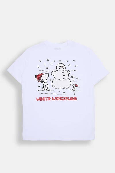 Peanuts Snoopy Winter Wonderland Graphic Boyfriend Tee