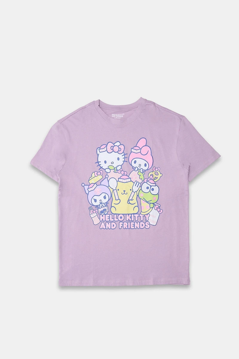 Hello Kitty And Friends Food Graphic Boyfriend Tee