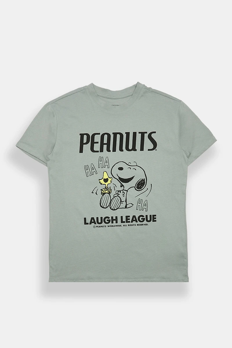 T-shirt coupe garçonne imprimé Peanuts Snoopy & Woodstock
