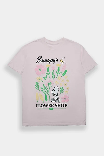 Peanuts Snoopy 's Flowershop Graphic Boyfriend Tee