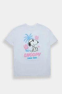 Peanuts Snoopy Since 1950 Hibiscus Graphic Boyfriend Tee