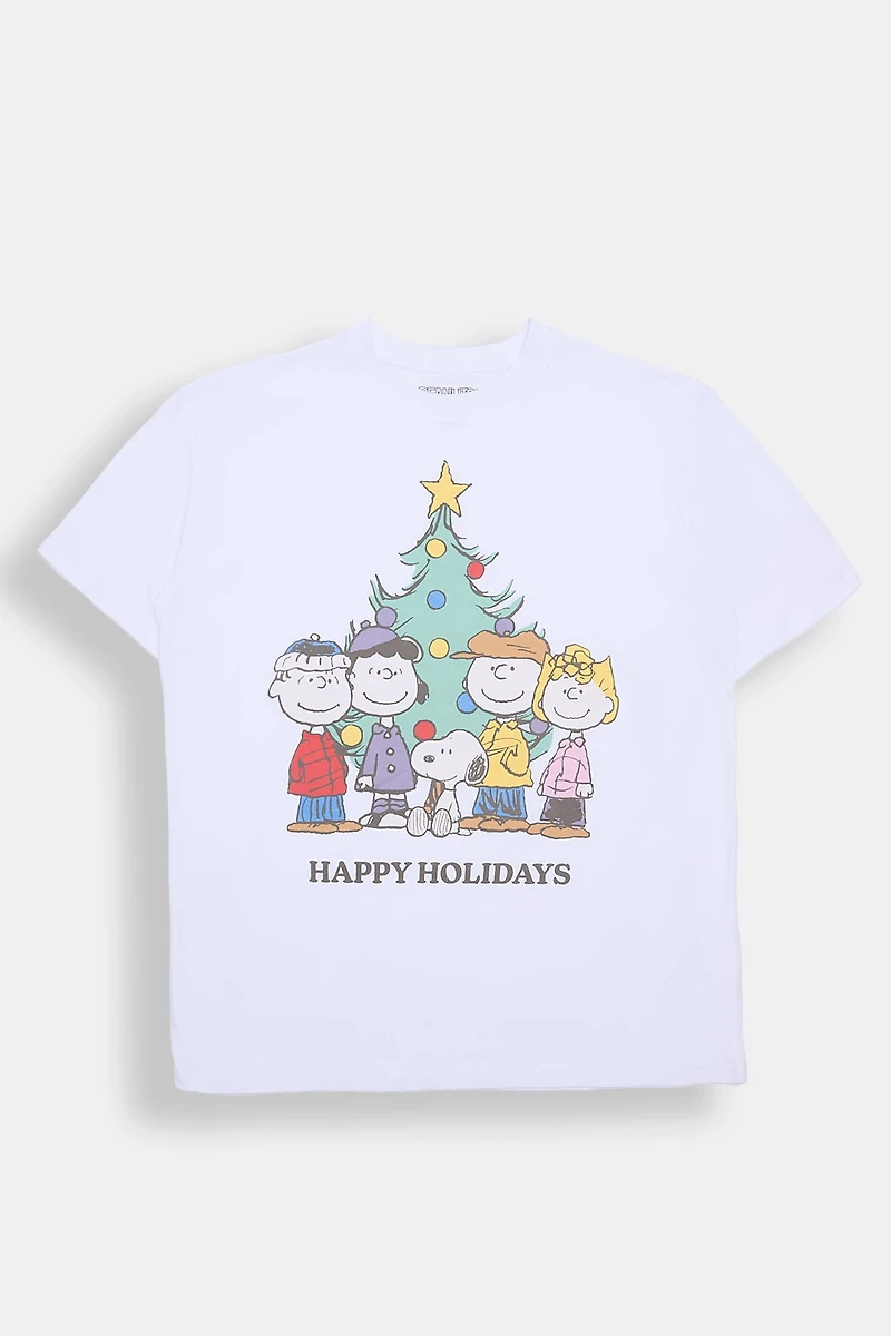 Peanuts Snoopy Happy Holidays Graphic Boyfriend Tee