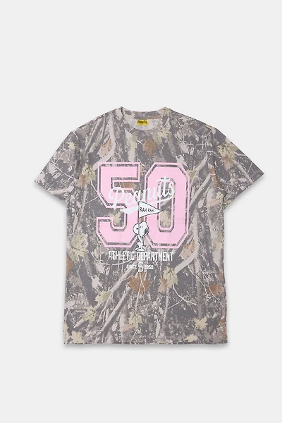 Peanuts 50 Graphic Tree Camouflage Boyfriend Tee