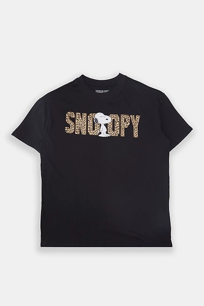 T-shirt coupe garçonne imprime? graphique Peanuts Snoopy léopard