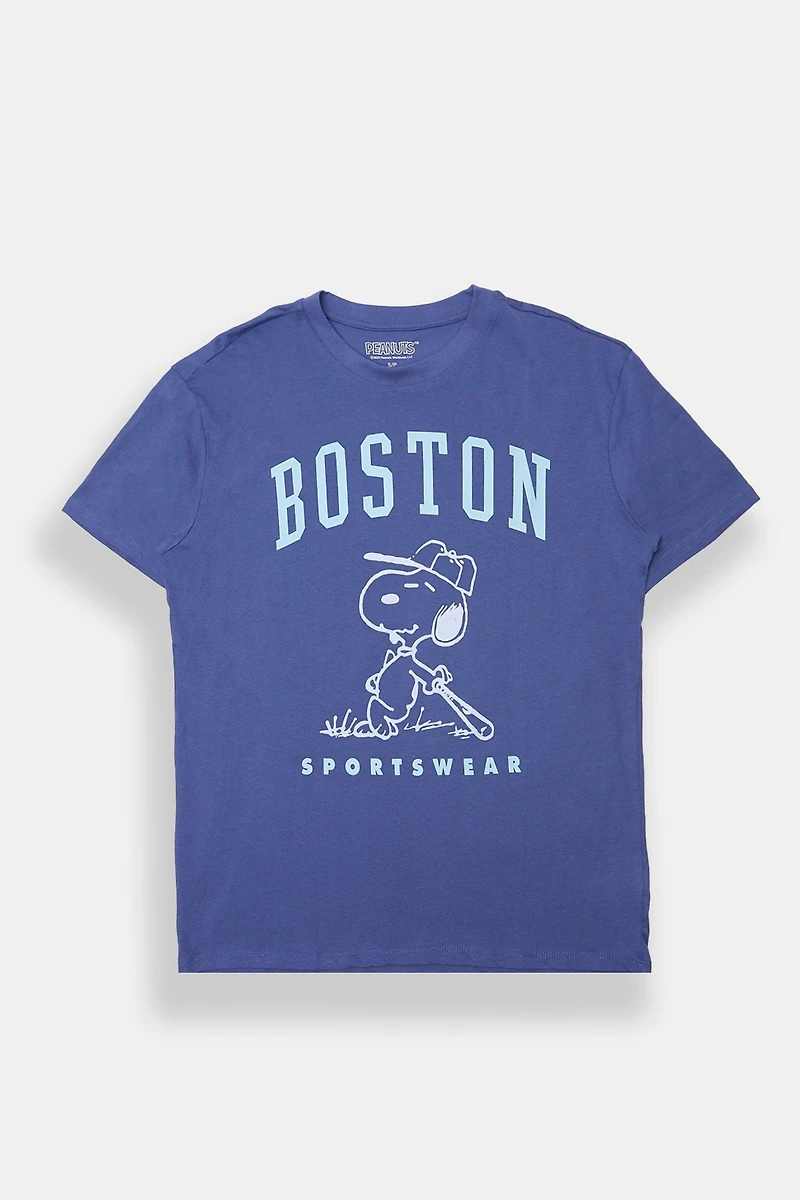 T-shirt coupe garçonne imprimé Peanuts Snoopy Boston