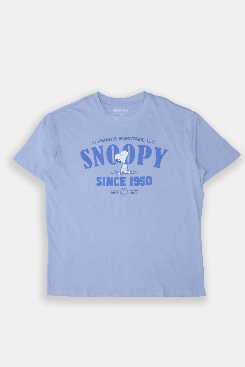 T-shirt coupe garçonne imprime? floqué graphique Peanuts Snoopy