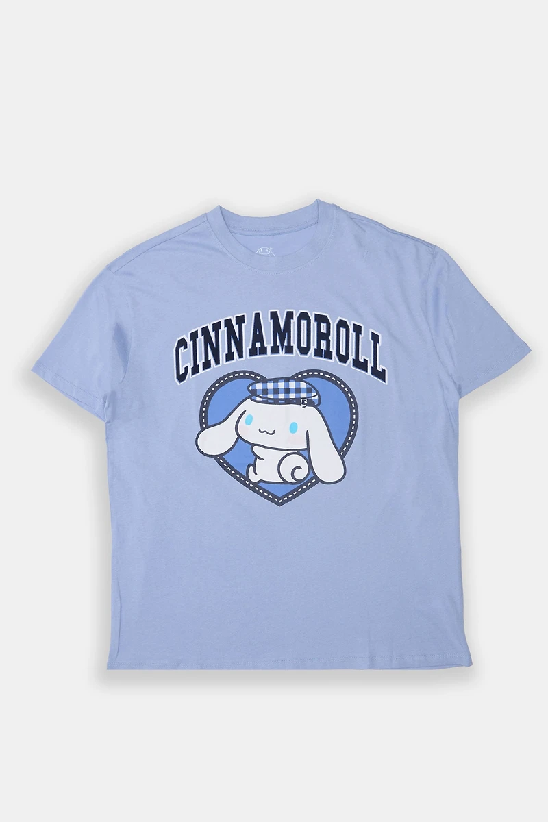 T-shirt coupe garçonne imprime? graphique floqué Cinnamoroll