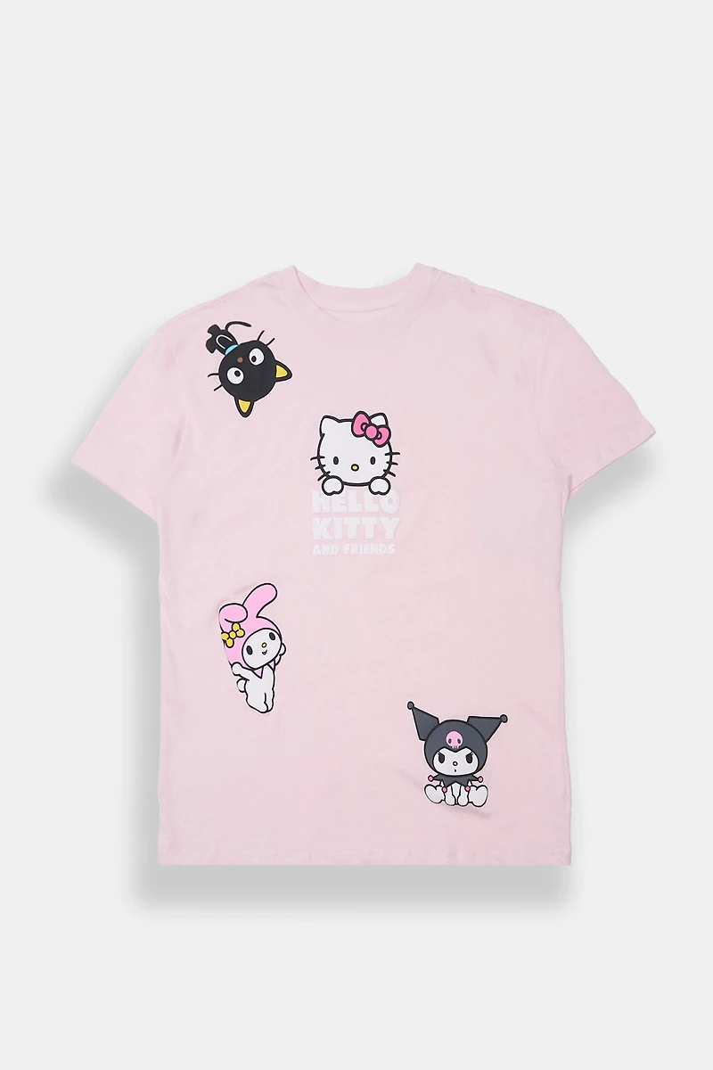 T-shirt coupe garçonne imprimé Hello Kitty And Friends