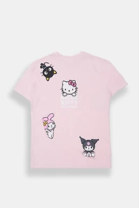 T-shirt coupe garçonne imprimé Hello Kitty And Friends