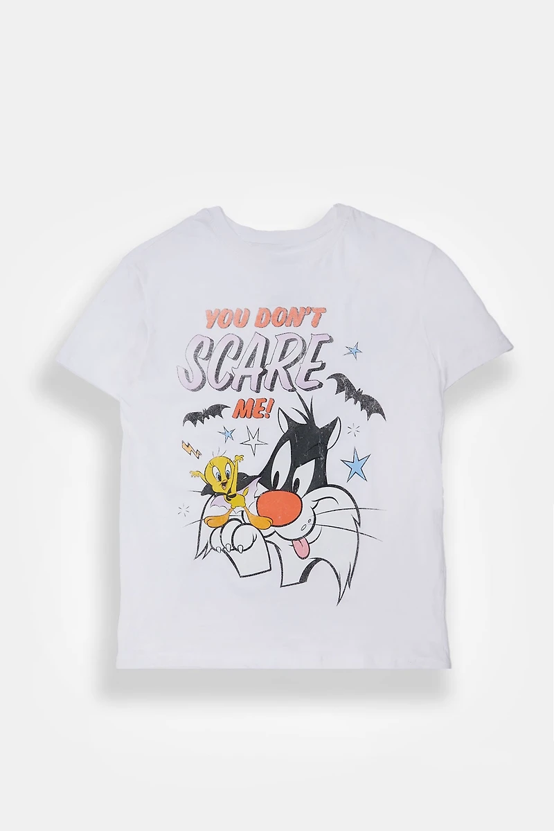 Looney Tunes Halloween Graphic Boyfriend Tee