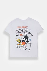 Looney Tunes Halloween Graphic Boyfriend Tee