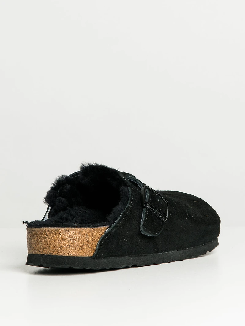 MENS BIRKENSTOCK BOSTON SHEARLING REGULAR CLOGS - BLACK