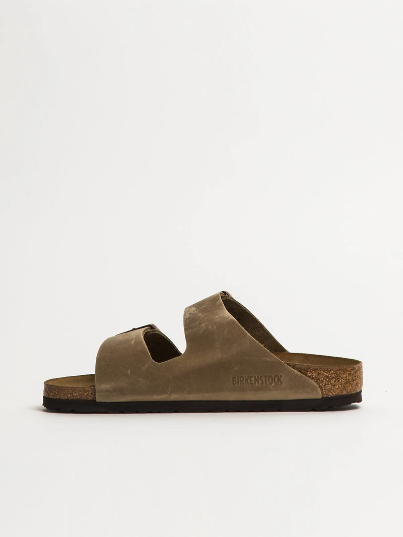 WOMENS BIRKENSTOCK ARIZONA OILED LEATHER SANDALS - TOBACCO BROWN