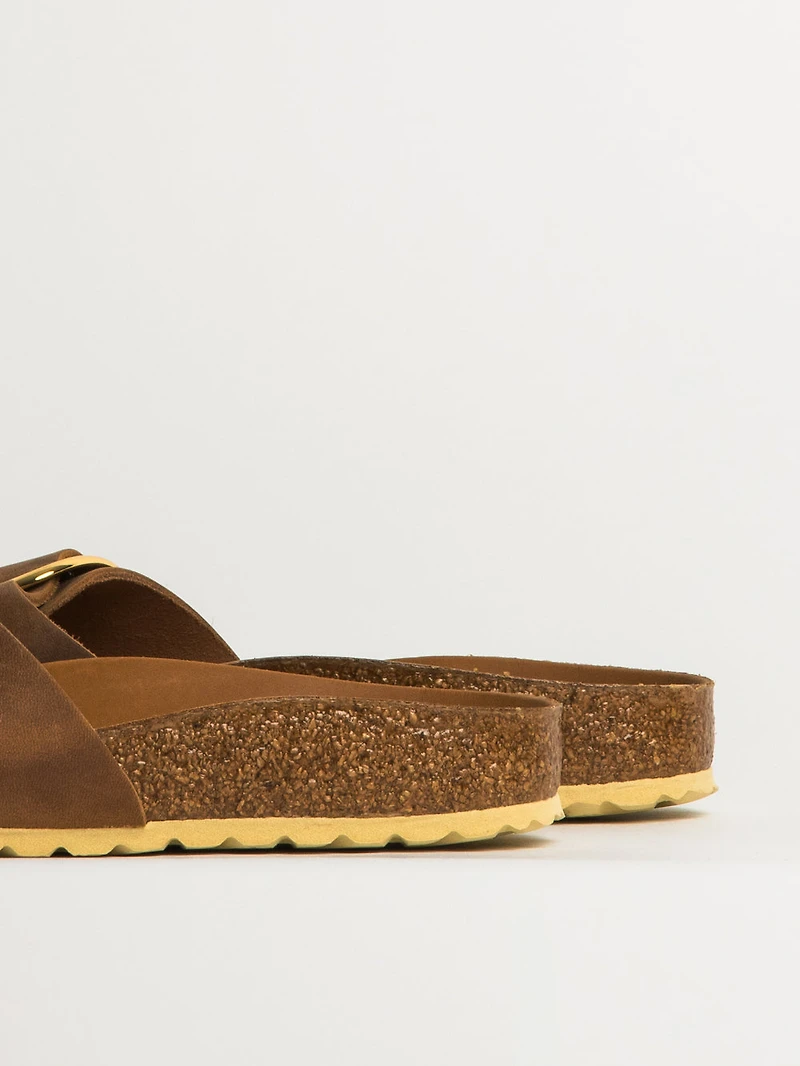 WOMENS BIRKENSTOCK MADRID BIG BUCKLE OILED LEATHER SANDALS - MEDIUM/NARROW COGNAC