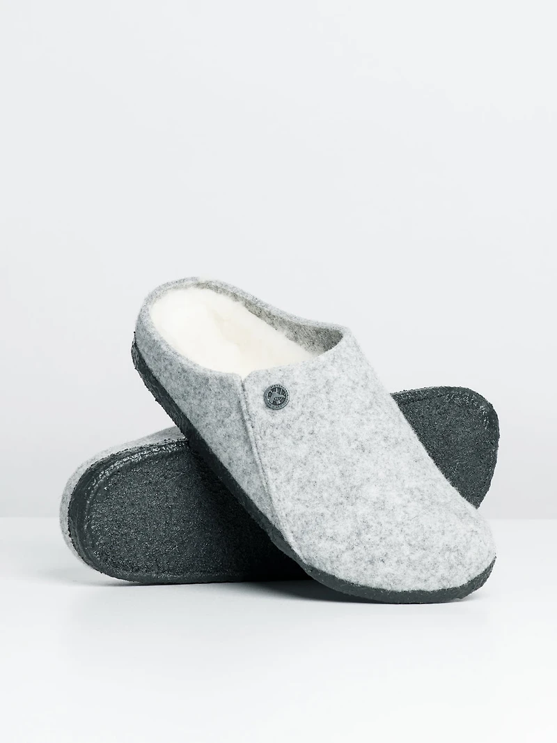 WOMENS BIRKENSTOCK ZERMATT SHEARLING SLIPPERS - LIGHT GREY