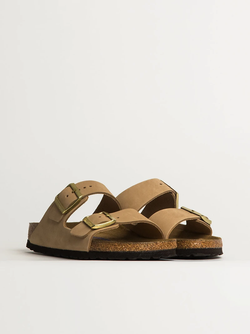 WOMENS BIRKENSTOCK ARIZONA SOFT FOOTBED NUBUCK SANDALS - MEDIUM/NARROW SAND