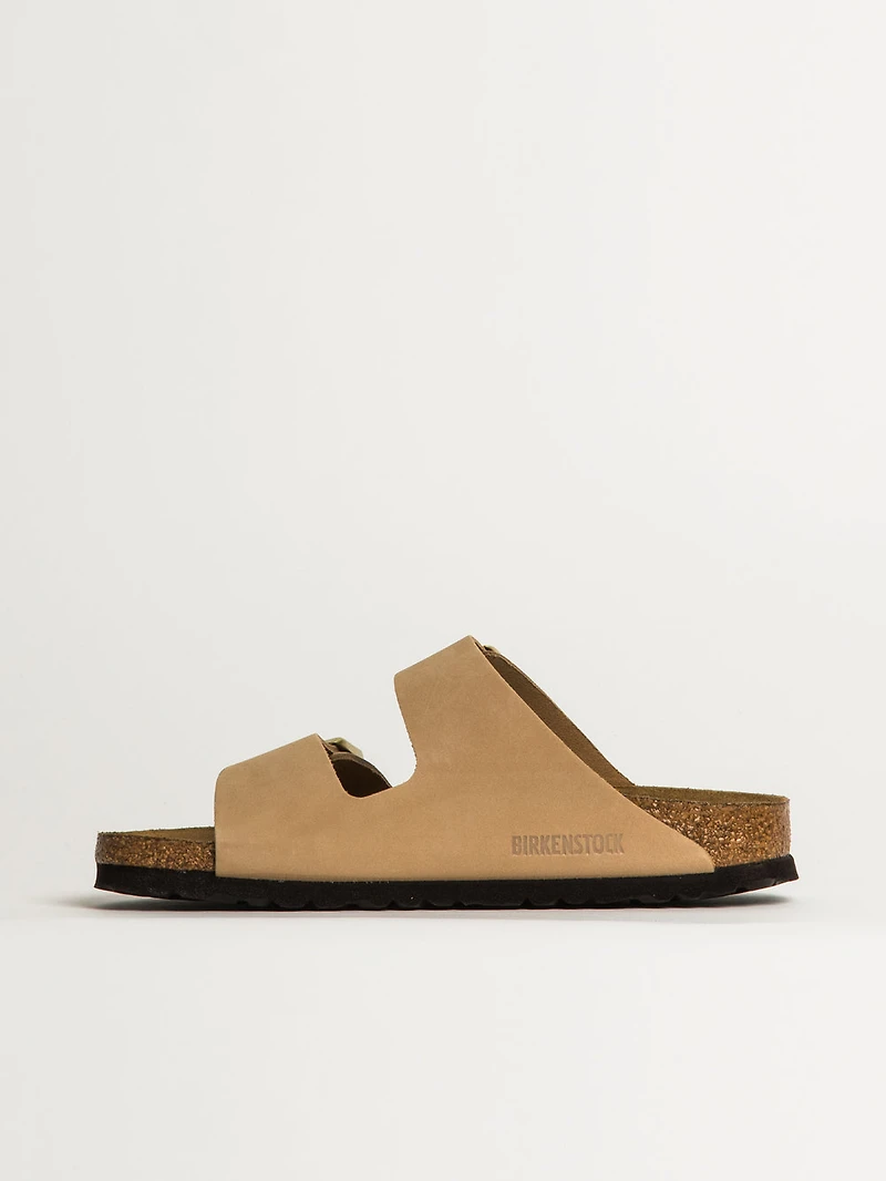 WOMENS BIRKENSTOCK ARIZONA SOFT FOOTBED NUBUCK SANDALS - MEDIUM/NARROW SAND