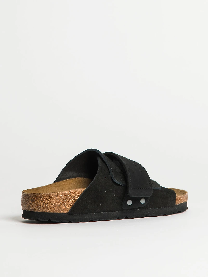 WOMENS BIRKENSTOCK KYOTO NUBUCK SUEDE NARROW FIT SANDALS - BLACK