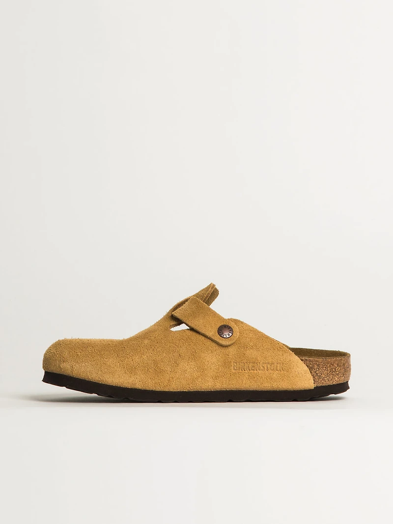WOMENS BIRKENSTOCK BOSTON SUEDE CLOG - MEDIUM/NARROW LATTE CREAM