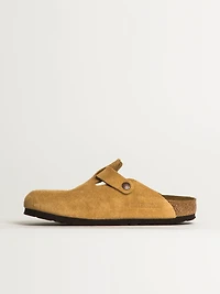 WOMENS BIRKENSTOCK BOSTON SUEDE CLOG - MEDIUM/NARROW LATTE CREAM