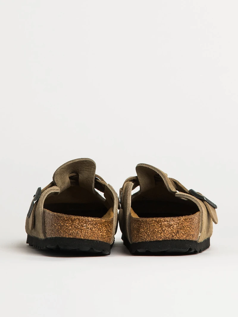 WOMENS BIRKENSTOCK BOSTON BRAIDED SUEDE CLOG - TAUPE