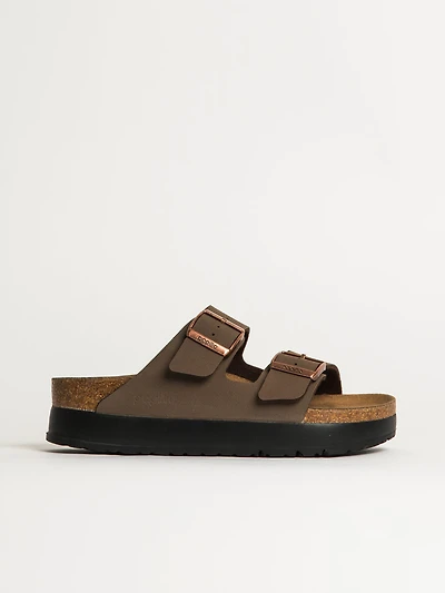 WOMENS BIRKENSTOCK ARIZONA VEGAN PLATFORM SANDALS - MEDIUM/NARROW MOCHA