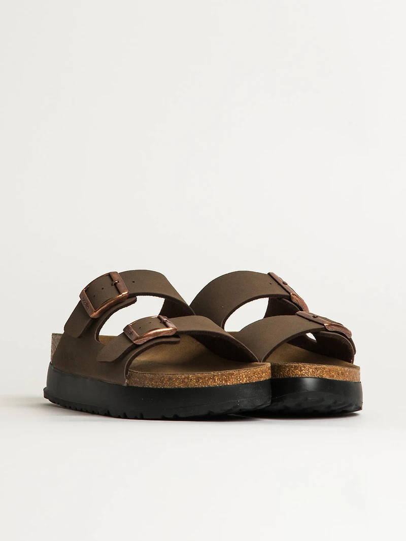 WOMENS BIRKENSTOCK ARIZONA VEGAN PLATFORM SANDALS - MEDIUM/NARROW MOCHA