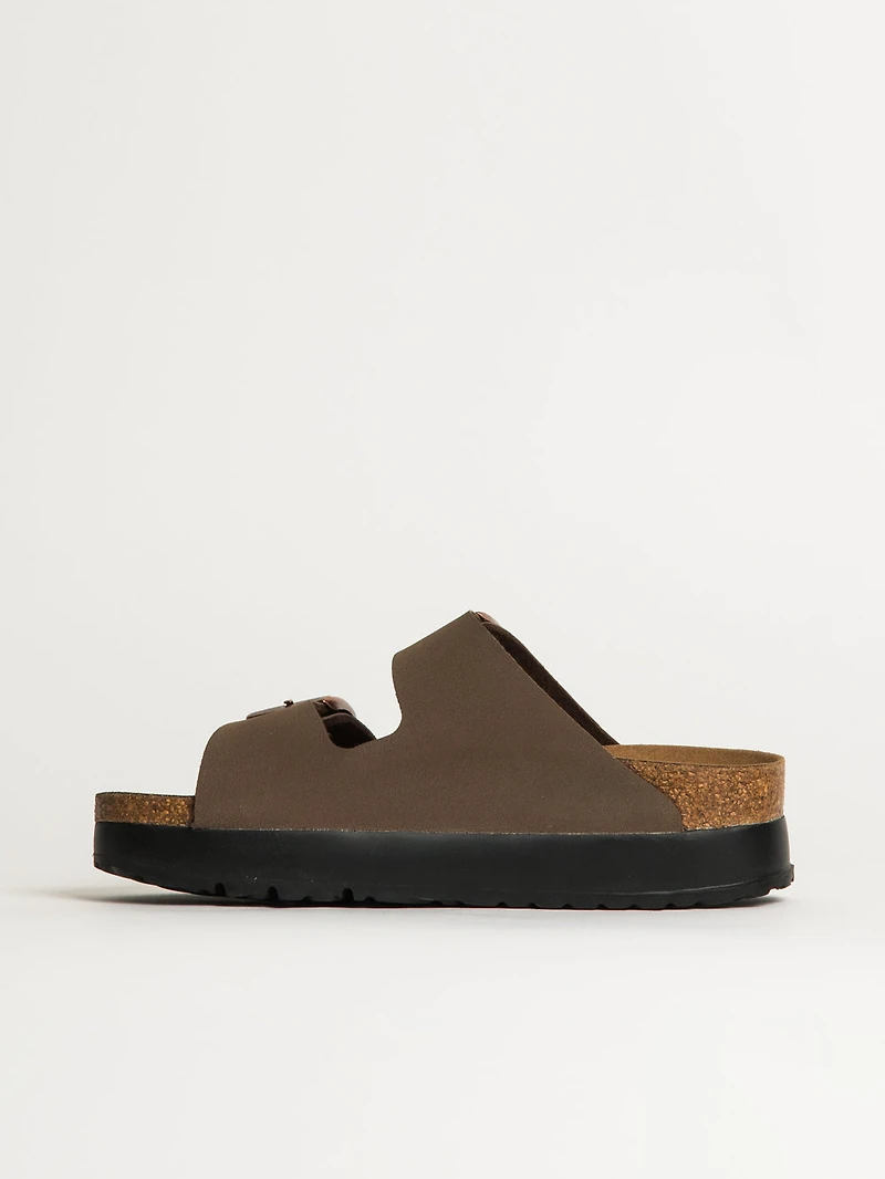 WOMENS BIRKENSTOCK ARIZONA VEGAN PLATFORM SANDALS - MEDIUM/NARROW MOCHA