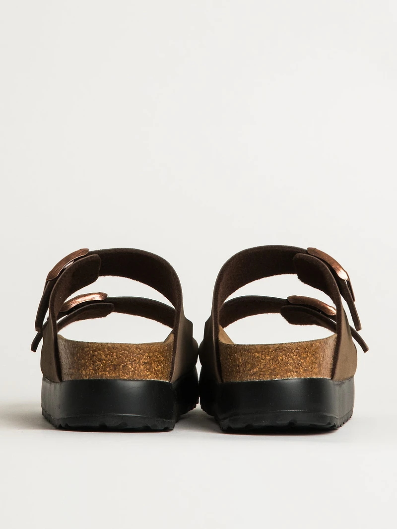 WOMENS BIRKENSTOCK ARIZONA VEGAN PLATFORM SANDALS - MEDIUM/NARROW MOCHA
