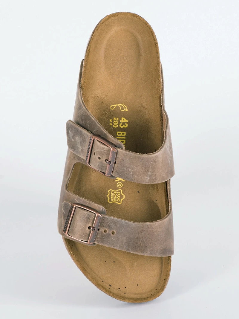 MENS BIRKENSTOCK ARIZONA LEATHER OILED SANDALS - REGULAR TOBACO BROWN