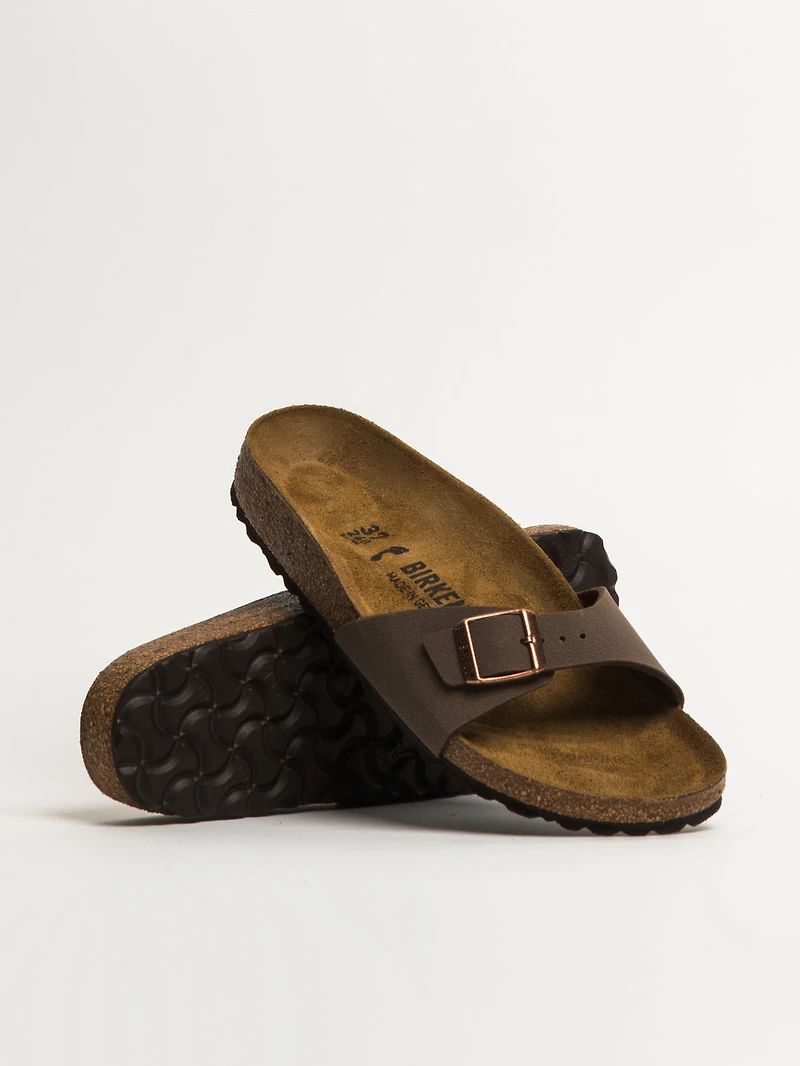WOMENS BIRKENSTOCK MADRID BIRKIBUC NARROW FIT SANDALS - MOCHA
