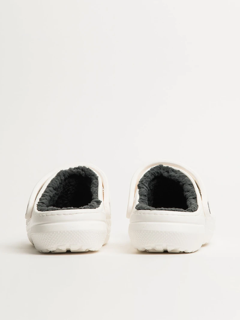WOMENS CROCS CLASSIC LINED CLOG - WHITE/GREY