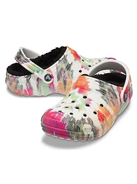 WOMENS CROCS CLASSIC LINED TIE DYE GRAPHIC CLOG - CLEARANCE