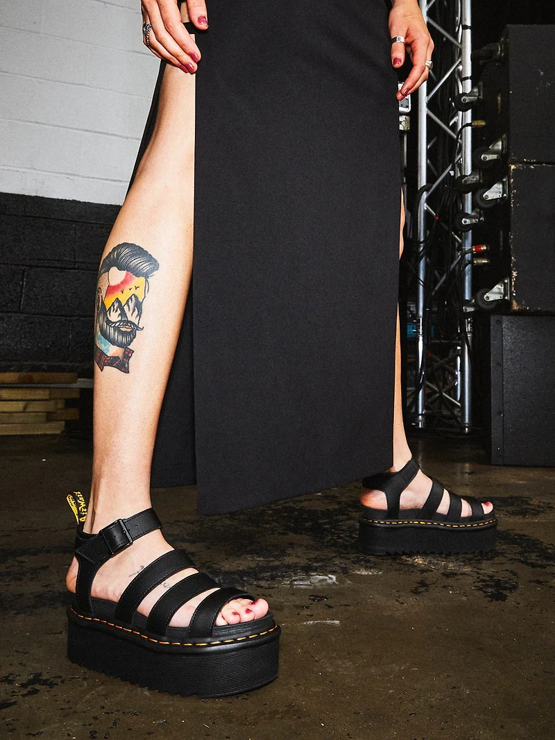 WOMENS DR MARTENS BLAIRE QUAD PLATFORM LEATHER SANDALS - CLEARANCE