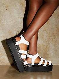 WOMENS DR MARTENS BLAIRE QUAD PLATFORM LEATHER SANDALS - CLEARANCE