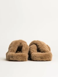 WOMENS HARLOW CROSSOVER SLIPPER - LIGHT BROWN