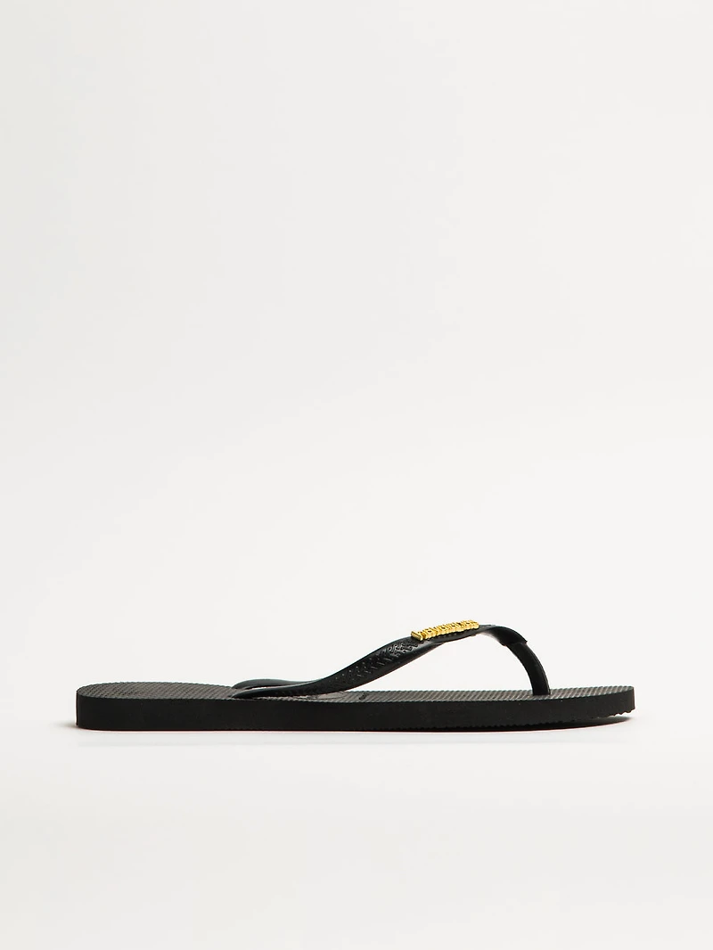 WOMENS HAVAIANAS SLIM LOGO METALLIC -BLACK