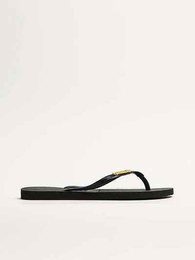 WOMENS HAVAIANAS SLIM LOGO METALLIC -BLACK