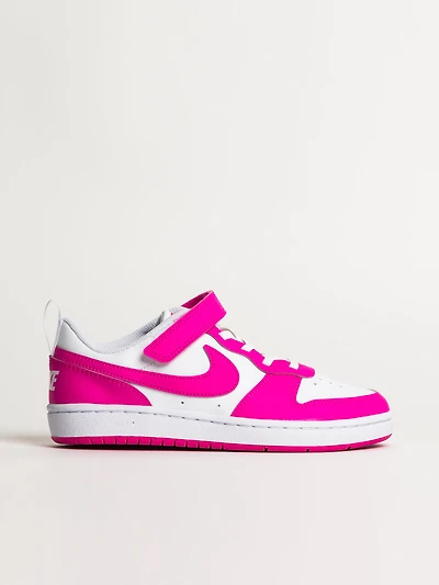 KIDS NIKE COURT BOROUGH LOW RECRAFT SHOES - WHITE/LASER FUCHSIA